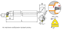 A25S-DWLNR08 Резец токарный (державка) расточной по металлу (с подводом СОЖ)