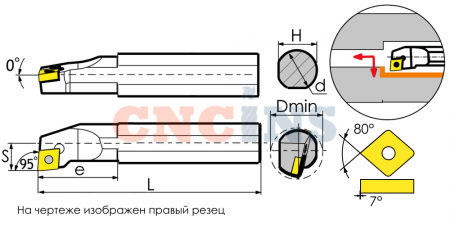 S12M-SCLCR06 Резец токарный (державка) расточной по металлу