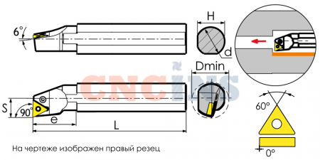 S20Q-PTFNL11 Резец токарный (державка) расточной по металлу