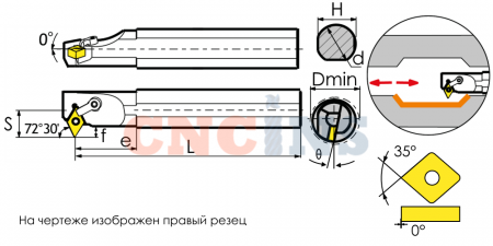 S25S-MVWNR16-TX Резец токарный (державка) расточной по металлу
