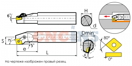 S32T-MCKNR12-TX Резец токарный (державка) расточной по металлу